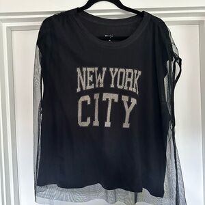 Pilcro NYC Mesh Sleeve Women’s Top - Black